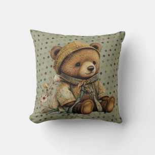 Almofada Vintage Brown Teddy Bear E Polkadots