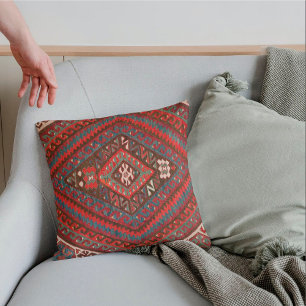 Almofada Vintage Brown Turkish Kilim Rug Accent