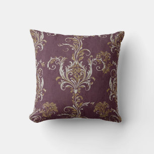 Almofada Vintage Burgundy e Dourado Damask
