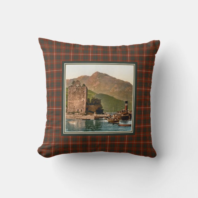 Almofada Vintage Carrick Castle Clan Bruce Tartan (Frente)