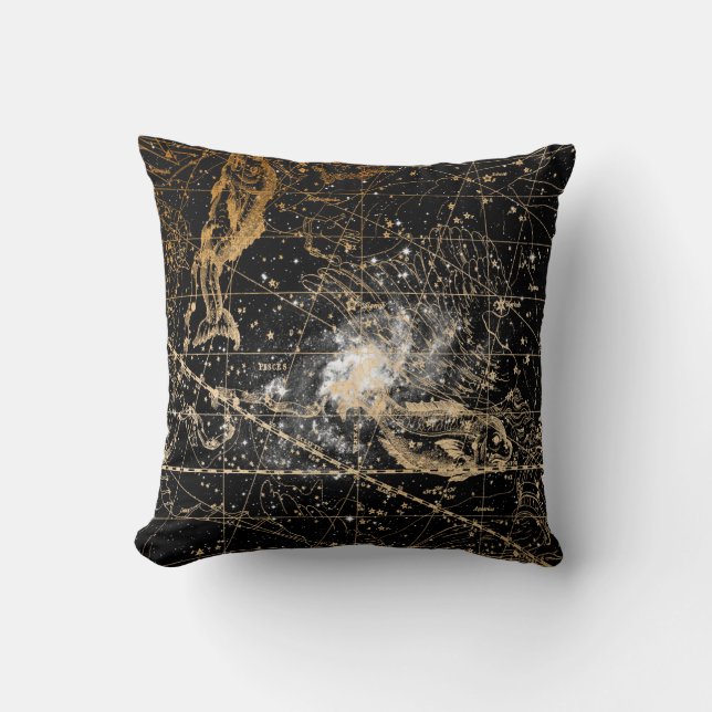 Almofada Vintage Celestial Star Map Background (Frente)