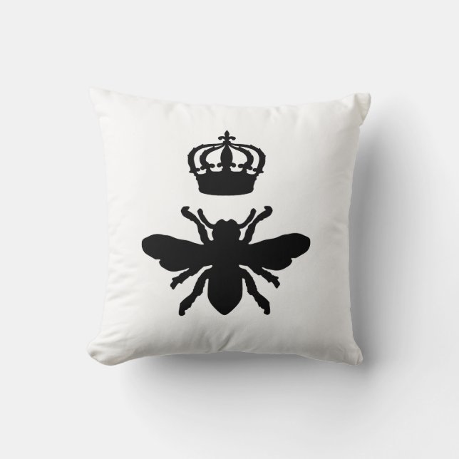 Almofada Vintage Chic Queen Bee Silhouette (Frente)