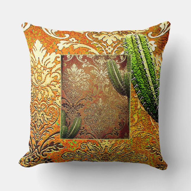 Almofada Vintage Chinese Cactus & Geometric Motif (Frente)