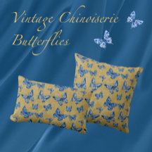 Vintage Chinoiserie Blue Borboletas Esmaecidas Dam