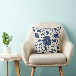 Almofada Vintage Chinoiserie Blue White Patterno Floral