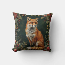 Almofada Vintage Christmas Fox with Botanical Accent