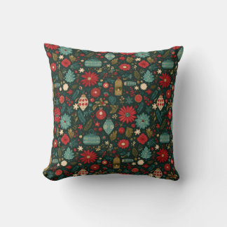 Almofada Vintage Christmas Pattern Throw Pillow
