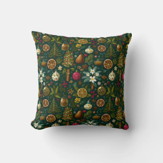 Almofada Vintage Christmas Pattern Throw Pillow