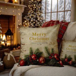 Almofada Vintage Christmas Throw Pillow | Red & Green