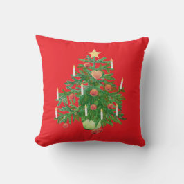 Almofada Vintage Christmas Tree with a Star Vivid Red