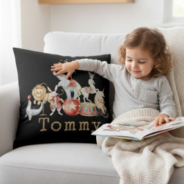 Almofada Vintage Circus Animals Watercolor Boys Room Decor 