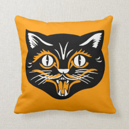 Almofada Vintage Clássica Presas de rosto preto de gato pre