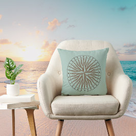 Almofada Vintage Compass Rosa Illustration on Vintage Green