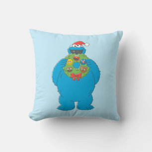 Almofada Vintage Cookie Monster Wreath de Natal