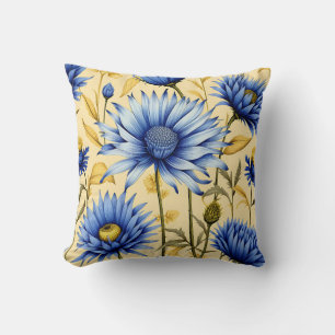 Almofada Vintage Cornflower Blue e Yellow Floral