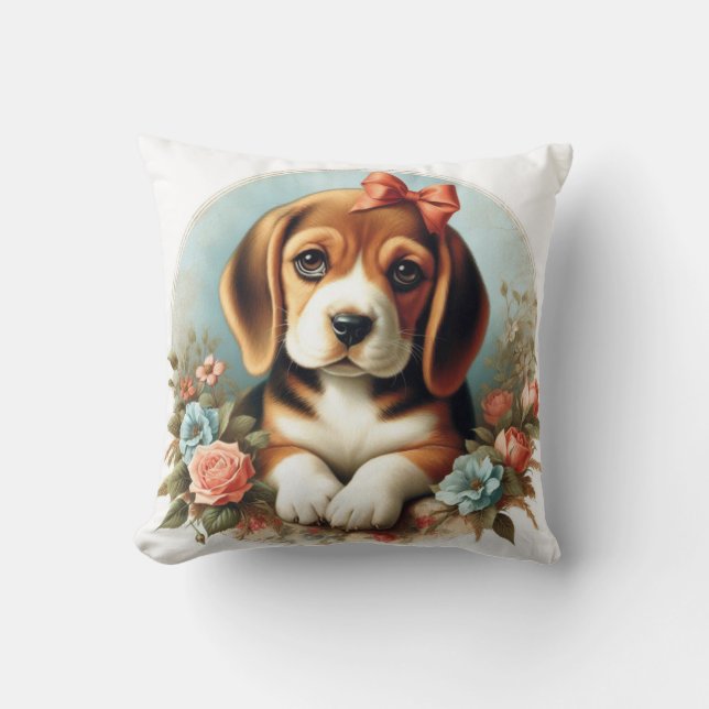 Almofada Vintage Cute Beagle Puppy (Frente)