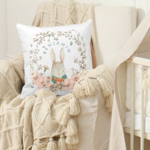 Vintage Cute Bunny Botanês Nome Bebê Garoto Branco