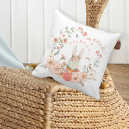 Almofada Vintage Cute Bunny Botanês Nome Bebê Rapariga Bran
