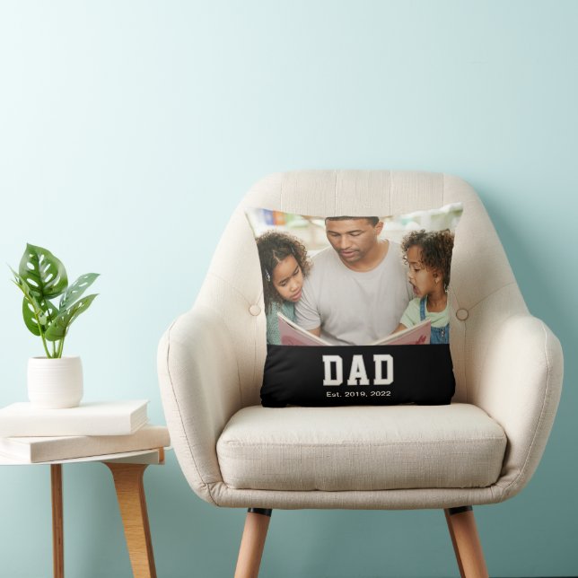 Almofada Vintage Dad Established Gift Text Photo (Cadeira)