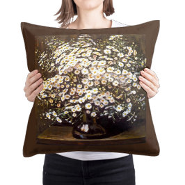 Almofada Vintage Daisy Floral Art, Earthy Brown Cottagecore