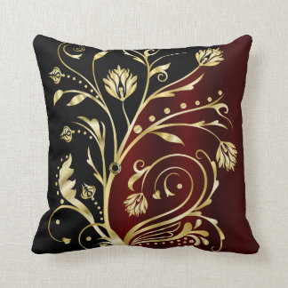 Almofada Vintage damasco preto e dourado