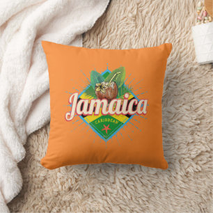 Almofada Vintage de férias de bandeira do caribe Jamaica