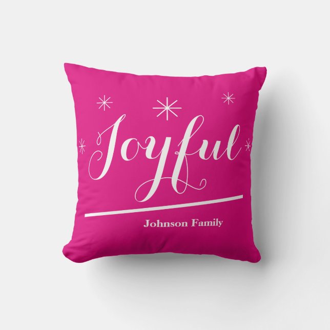 Almofada Vintage de Natal - Joyful Custom Family Name (Frente)