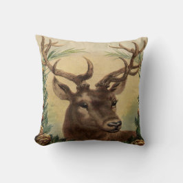Almofada Vintage Deer Buck Stag Natureza Natal Russo