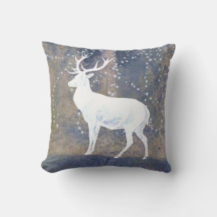 Almofada Vintage Deer em flocos de neve de inverno
