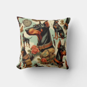 Almofada Vintage Doberman Seamless Painting
