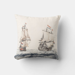 Almofada Vintage - Dois Navios À Vela No Mar Johan Teyler