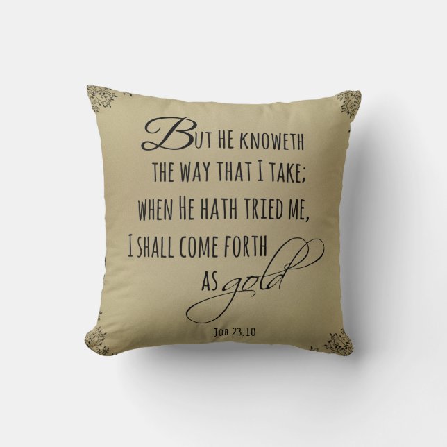 Almofada Vintage Dourada com Bíblia Verse (Frente)