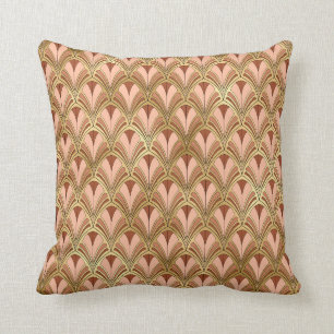 Almofada Vintage Dourada de luxo Elegante Art Deco Salmon