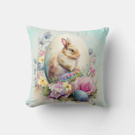 Almofada Vintage Easter Bunny com flores e ovos