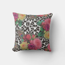 Almofada vintage elegante flores cheetah paciock floral