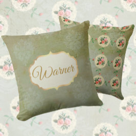 Almofada Vintage - Enfumaçado Personalizado - Damasco Verde