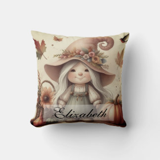 Almofada Vintage Fall Gnomos com folhas de outono