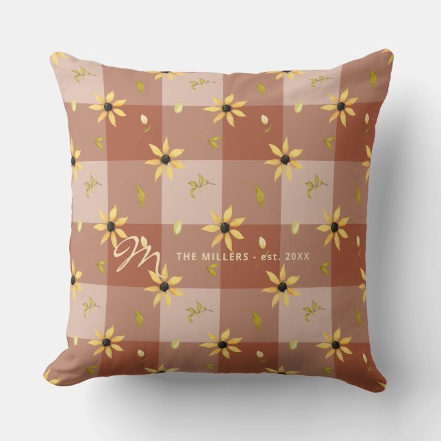 Almofada Vintage farm house floracotta búfalo cheque (Frente)