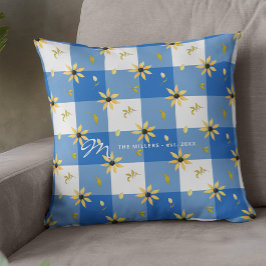 Almofada Vintage farm house floral blue búfalo jogar