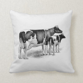 Almofada Vintage Farmhouse Cow e Calf Black White Drake