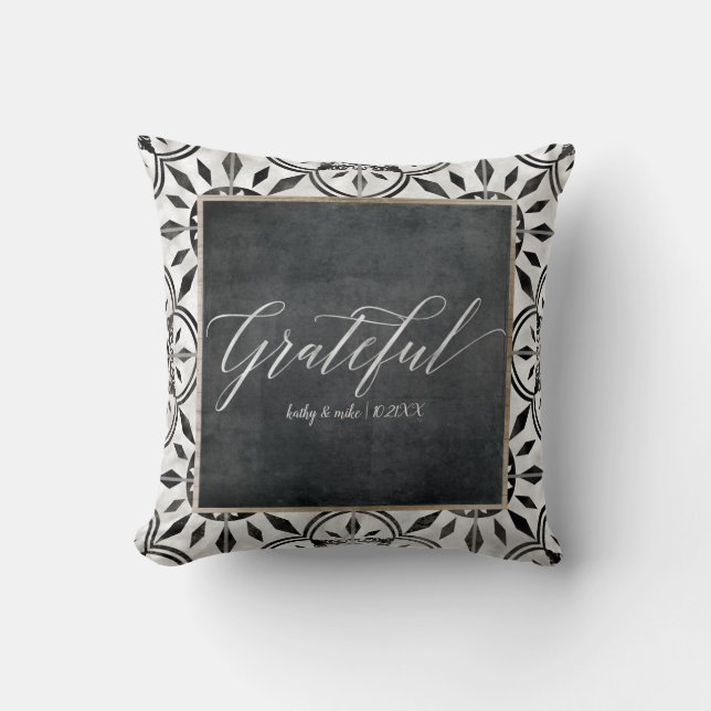 Almofada Vintage Farmhouse Russo Black n White (Frente)