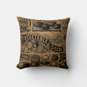 Almofada Vintage Faux Burlap Farmers Vegetais Garden
