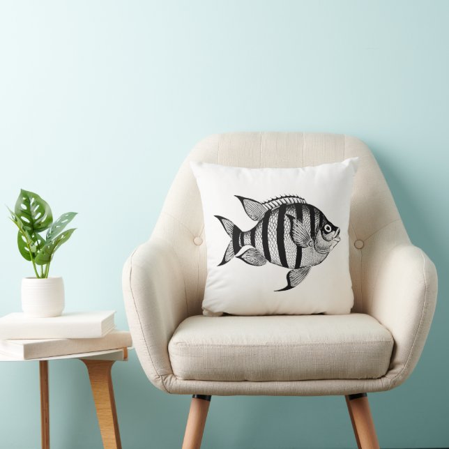 Almofada Vintage fish sealife ocean (Cadeira)
