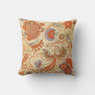 Almofada Vintage Floral Francês Chintz Antiquado Terracota