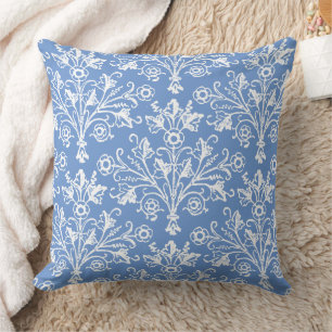 Almofada Vintage Floral Medallion White Cornflower Blue