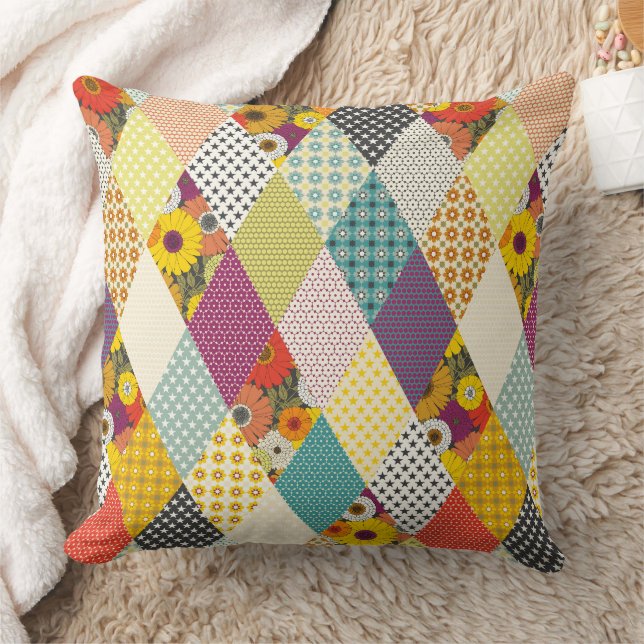 Almofada vintage floral patchwork quilt (Cobertor)