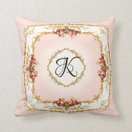 Almofada Vintage French Watercolor Rosas Girl Monograma