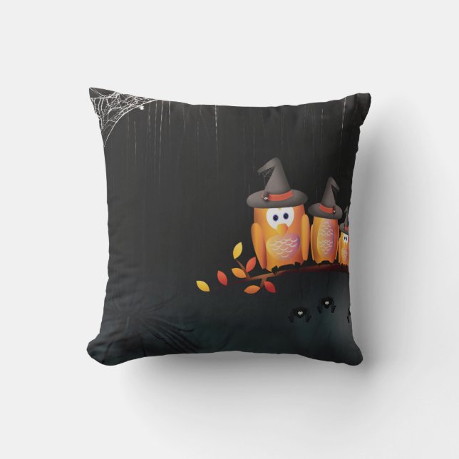 Almofada Vintage Gótica Halloween Grande Pássaro Negro (Frente)