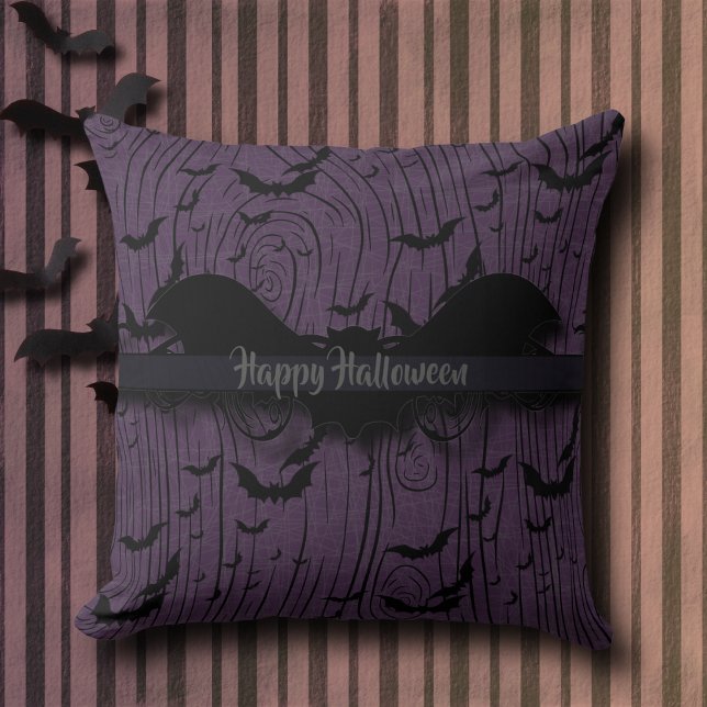 Almofada Vintage Halloween Bats Monograma (Criador carregado)
