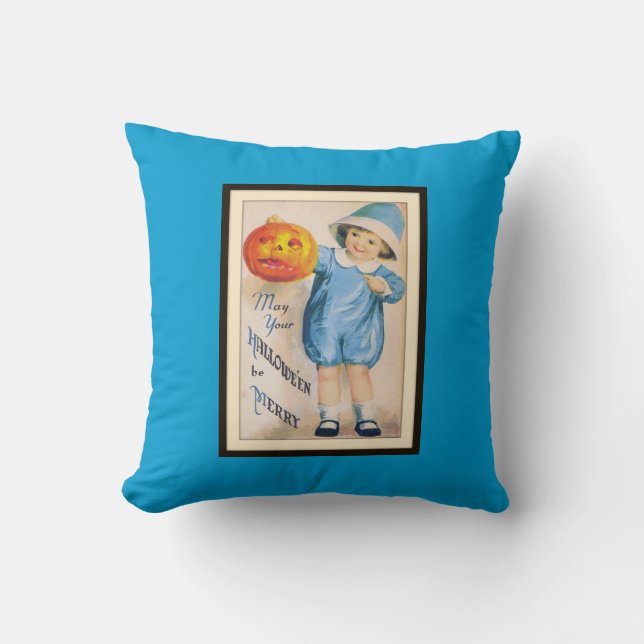 Almofada Vintage Halloween Child com Jack o' Lanterna (Frente)